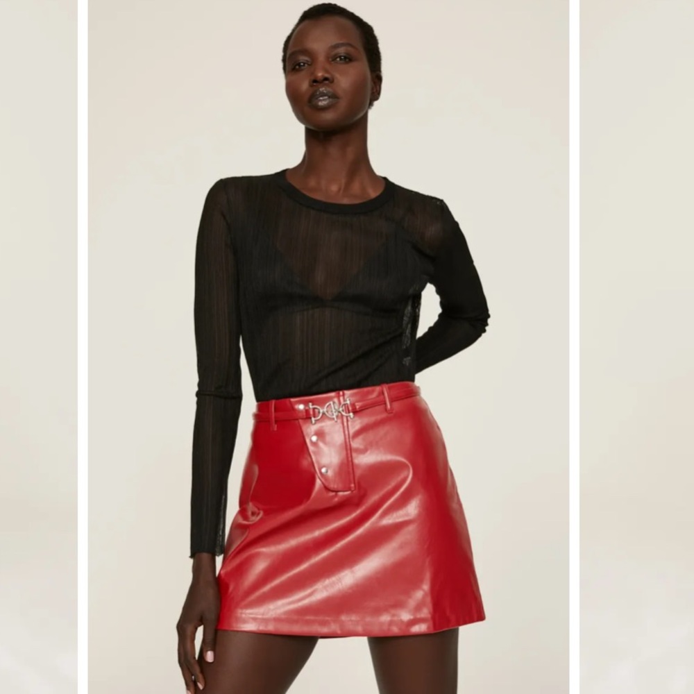 Saunders Collective
Red Faux Leather Mini Skirt